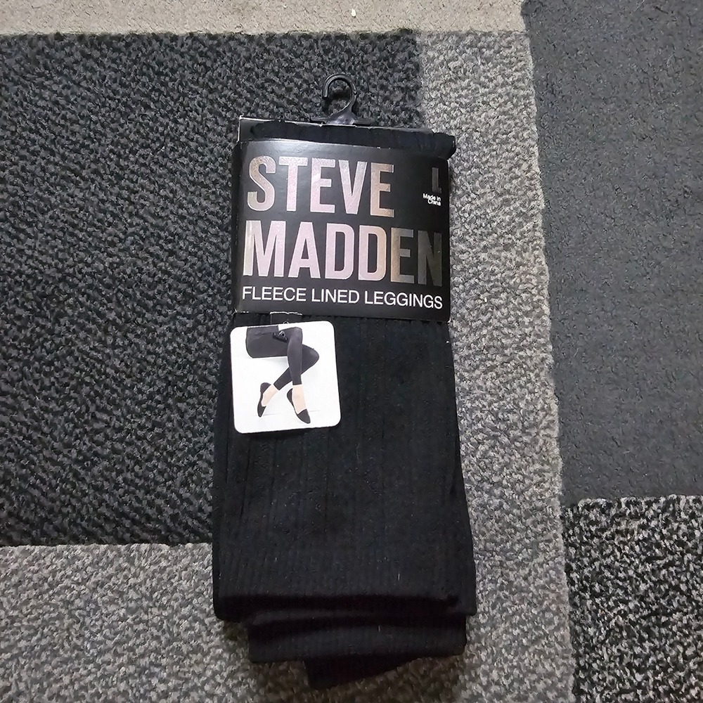 Steve Madden Fleece Lined Leggings Women Large Black NWT
